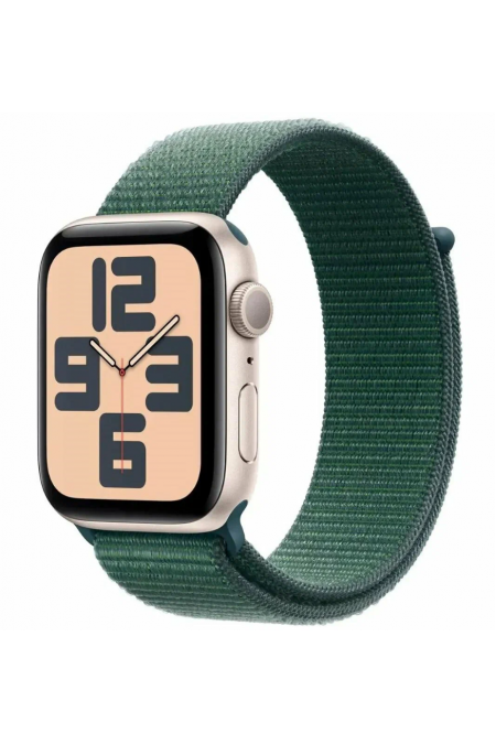 Умные часы Apple Watch SE 2024 GPS 44 мм Aluminium Case with Sport Loop (O/S) (сияющая звезда/зеленое озеро) 