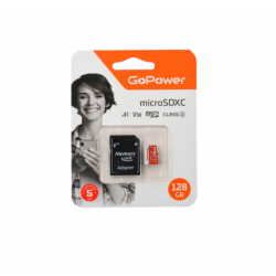 Карта памяти GoPower microSD Class10 UHS-I (U3) V30 128GB + SD адаптер (черный)