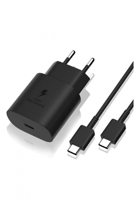 Сетевое зарядное устройство Samsung Original Adapter 25W+Cable USB-C to USB-C (черный) 