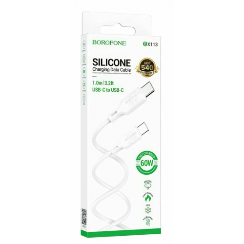 Кабель Borofone BX113 Lenny 60W Type-C 1 м (белый) 