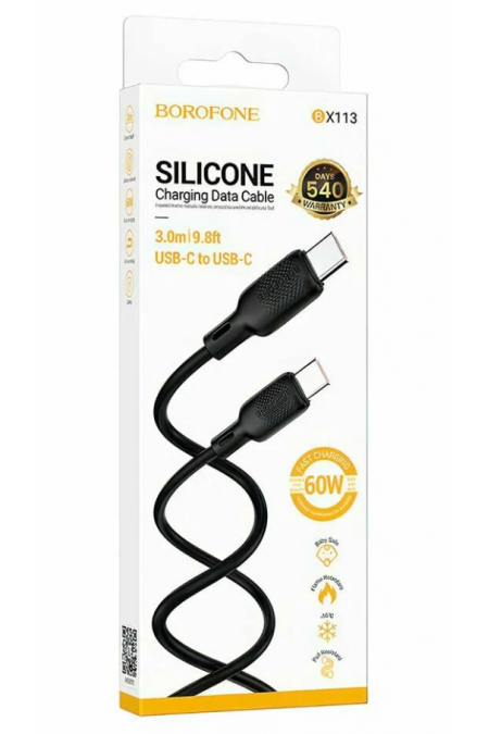 Кабель Borofone BX113 Lenny 60W Type-C 3 м (черный) 