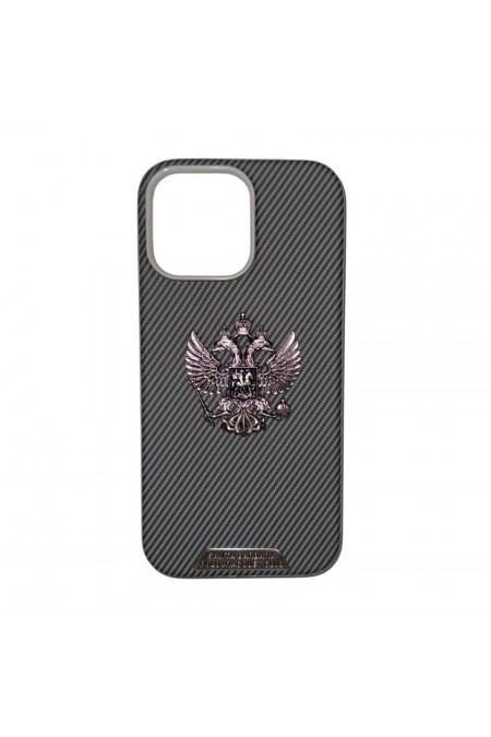 Чехол Fashion Case для Apple IPhone 16 Pro Max улучшенный с гербом (серый) 