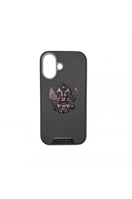 Чехол Fashion Case для Apple IPhone 16 улучшенный с гербом (серый) 