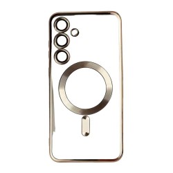 Чехол Fashion Case для Samsung S24 прозрачный улучшенный (золотой)