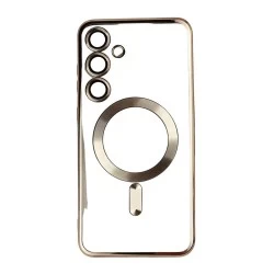 Чехол Fashion Case для Samsung S24 прозрачный улучшенный (золотой)