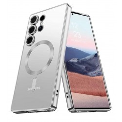 Чехол Fashion case для Samsung S25 Ultra прозрачный улучшенный (серебристый)