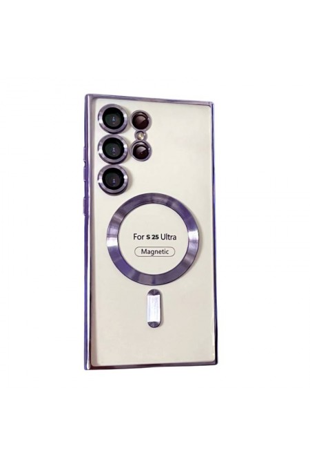 Чехол Fashion case для Samsung S25 Ultra прозрачный улучшенный (фиолетовый) 