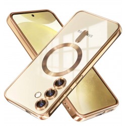 Чехол Fashion Case для Samsung S24/S25 прозрачный улучшенный (золотой)