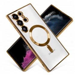 Чехол Fashion case для Samsung S25 Ultra прозрачный улучшенный (золотой)