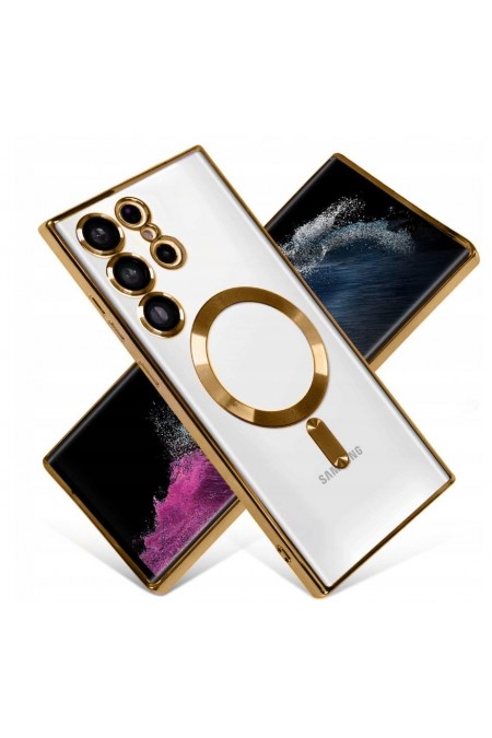 Чехол Fashion case для Samsung S25 Ultra прозрачный улучшенный (золотой) 