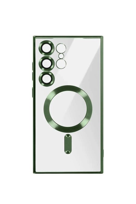 Чехол Fashion case для Samsung S25 Ultra прозрачный улучшенный (зеленый) 