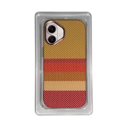 Чехол Mosbros для IPhone 17 карбоновый улучшенный в полоску (оранжевый)