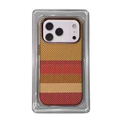 Чехол Mosbros для IPhone 17 Pro карбоновый улучшенный в полоску (оранжевый)