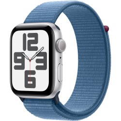 Умные часы Apple Watch SE 2023 GPS 44 мм Aluminium Case with Sport Loop (O/S) (серебристый/синий)