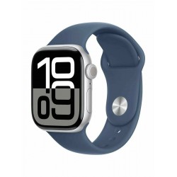 Умные часы Apple Watch Series 10 GPS 42 мм Aluminium Case with Sport Band (S/M) (серебристый/джинсовый)