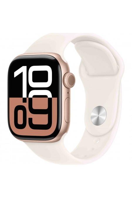 Умные часы Apple Watch Series 10 GPS 46 мм Aluminium Case with Sport Band (M/L) (розовое золото/белый) 