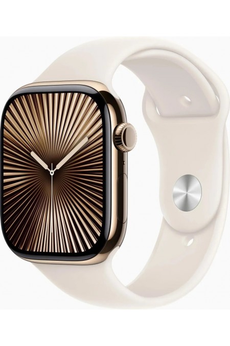 Умные часы Apple Watch Series 10 GPS 46 мм Aluminium Case with Sport Band (S/M) (золотой титан/сияющая звезда) 