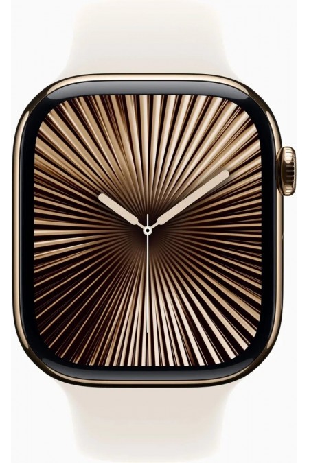 Умные часы Apple Watch Series 10 GPS 46 мм Aluminium Case with Sport Band (S/M) (золотой титан/сияющая звезда) 1