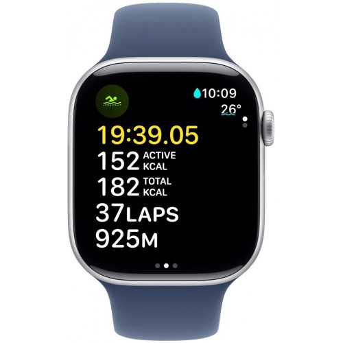 Умные часы Apple Watch Series 10 GPS 46 мм Aluminium Case with Sport Band (S/M) (MWWL3) (серебристый/джинсовый) 5