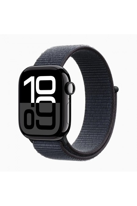 Умные часы Apple Watch Series 10 GPS 46 мм Aluminium Case with Sport Loop (O/S) (черный матовый/черный) 