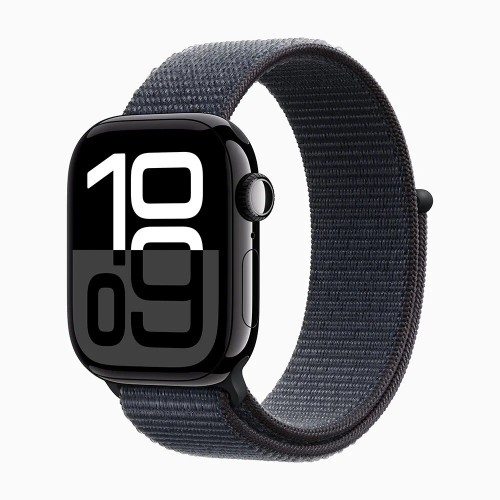 Умные часы Apple Watch Series 10 GPS 46 мм Aluminium Case with Sport Loop (O/S) (черный матовый/черный) 