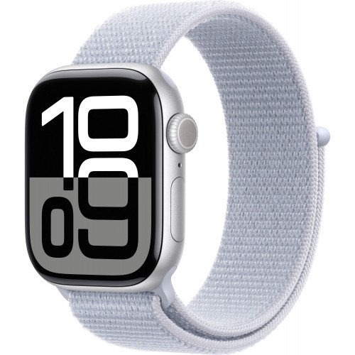 Умные часы Apple Watch Series 10 GPS 46 мм Aluminium Case with Sport Loop (O/S) (серебристый/дымчато-голубой) 