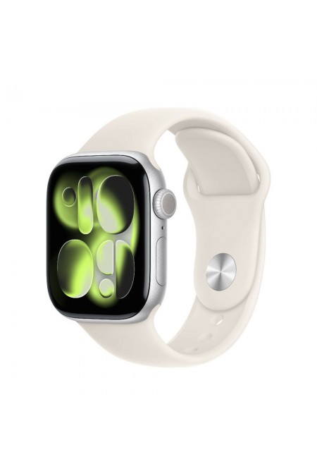 Умные часы Apple Watch Series 11 GPS 42 мм Aluminium Case with Sport Band (S/M) (серебристый/сияющая звезда) 