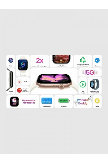 Умные часы Apple Watch Series 11 GPS 46 мм Aluminium Case with Sport Band (M/L) (розовое золото/легкий румянец) 5