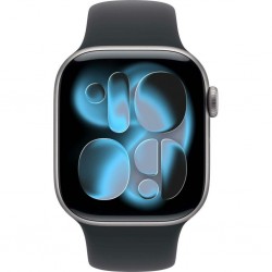Умные часы Apple Watch Series 11 GPS 46 мм Aluminium Case with Sport Band (S/M) (серый космос/черный)
