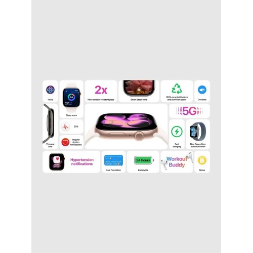 Умные часы Apple Watch Series 11 GPS + Cellular 46 мм Aluminium Case with Sport Band (S/M) (серый космос/черный) 5