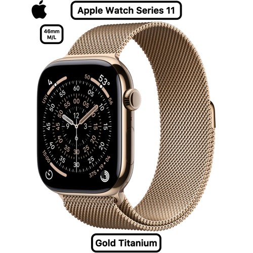 Умные часы Apple Watch Series 11 GPS + Cellular 46 мм Titanium Case with Milanese Loop (M/L) (золотой/золотой) 