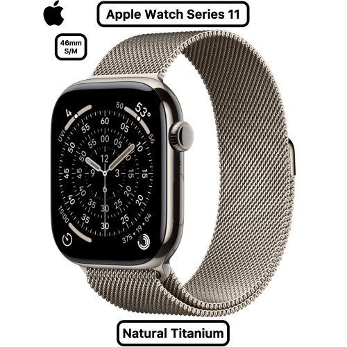 Умные часы Apple Watch Series 11 GPS + Cellular 46 мм Titanium Case with Milanese Loop (S/M) (натуральный титан/натуральный титан) 