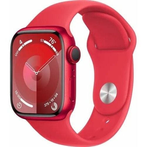 Умные часы Apple Watch Series 9 GPS 41 мм Aluminium Case with Sport Band (S/M) (красный/красный) 