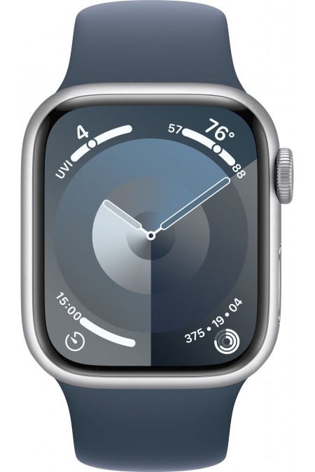 Умные часы Apple Watch Series 9 GPS 45 мм Aluminium Case with Sport Band (S/M) (серебристый/штормовой синий) 1