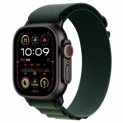 Умные часы Apple Watch Ultra 2 (2024) GPS 49 мм Titanium Case with Alpine Loop (L) (черный/темно-зеленый) 
