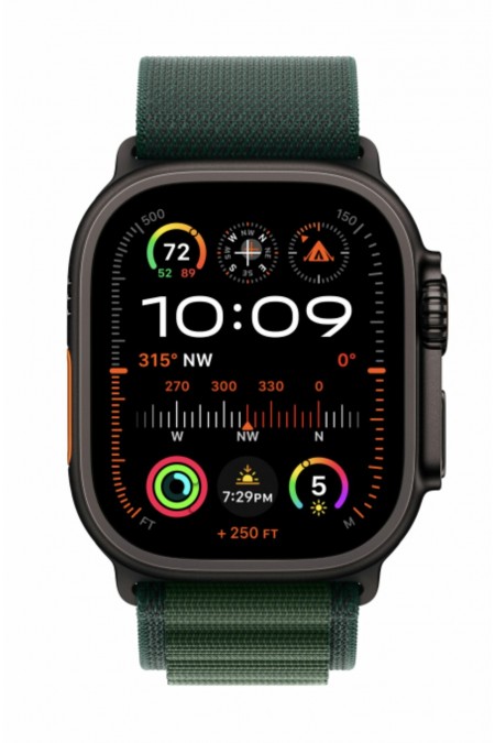 Умные часы Apple Watch Ultra 2 (2024) GPS 49 мм Titanium Case with Alpine Loop (L) (черный/темно-зеленый) 1