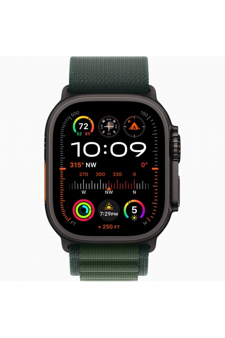 Умные часы Apple Watch Ultra 2 (2024) GPS 49 мм Titanium Case with Alpine Loop (S) (черный/темно-зеленый) 