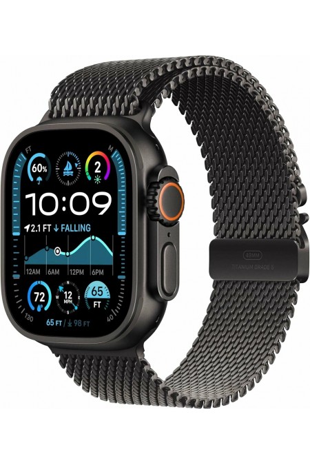 Умные часы Apple Watch Ultra 2 (2024) GPS 49 мм Titanium Case with Milanese Loop (L) (черный/черный) 