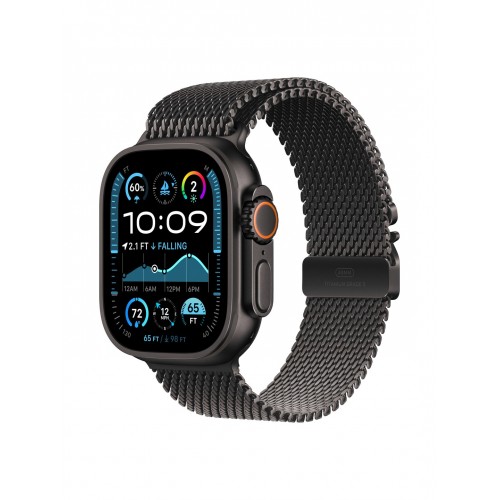 Умные часы Apple Watch Ultra 2 (2024) GPS + Cellular 49 мм Titanium Case with Milanese Loop (L) (черный/черный) 