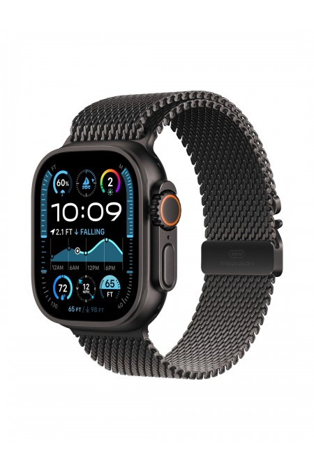 Умные часы Apple Watch Ultra 2 (2024) GPS 49 мм Titanium Case with Milanese Loop (M) (черный/черный) 