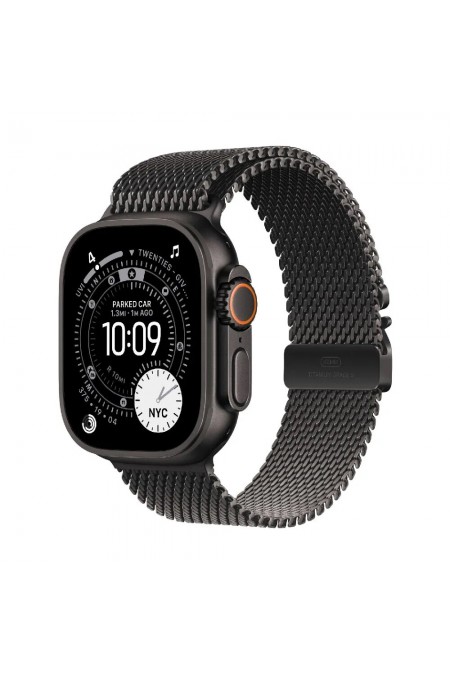 Умные часы Apple Watch Ultra 3 GPS 49 мм Titanium Case with Milanese Loop (L) (черный/черный) 