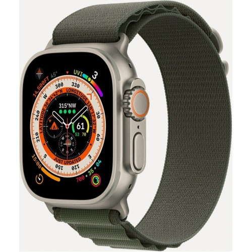Умные часы Apple Watch Ultra GPS + Cellular 49 мм Titanium Case with Alpine Loop (M) (MQFN3) (титановый/зеленый) 