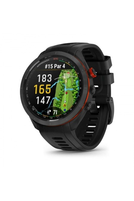 Умные часы Garmin Approach S70 47mm Black/Red Ceramic Bezel with Black Silicone Band (010-02746-12) (черный/красный) 