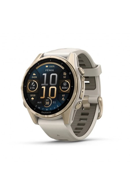 Умные часы Garmin Fenix 8 43 мм Amoled Sapphire Soft Gold with Fog Grey Silicone (010-02903-18) (золотой/дымчато-серый) 
