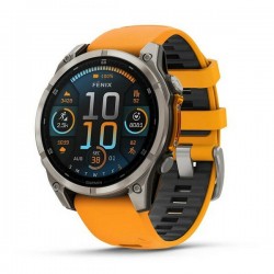 Умные часы Garmin Fenix 8 47 мм Amoled Sapphire Graphite DLC Titanium with Spark Orange Silicone (010-02904-19) (светло-серый/оранжевый)
