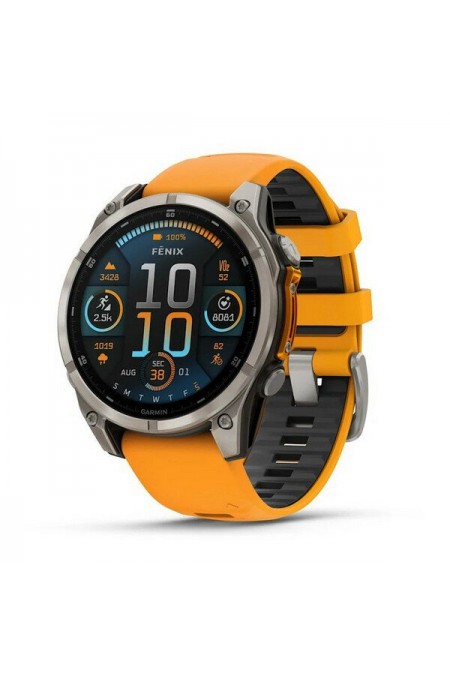 Умные часы Garmin Fenix 8 47 мм Amoled Sapphire Graphite DLC Titanium with Spark Orange Silicone (010-02904-19) (светло-серый/оранжевый) 