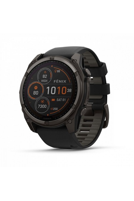 Умные часы Garmin Fenix 8 51 мм Sapphire Solar Carbon Gray DLC Titanium with Black Silicone (010-02907-70) (угольно-серый/черный) 