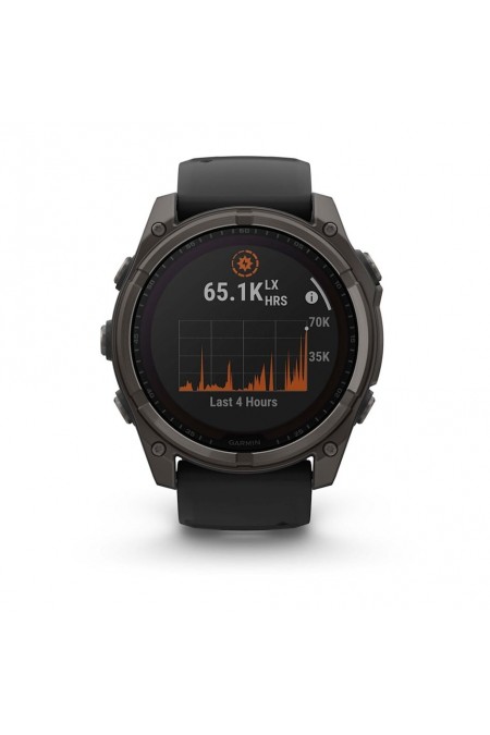 Умные часы Garmin Fenix 8 51 мм Sapphire Solar Carbon Gray DLC Titanium with Black Silicone (010-02907-70) (угольно-серый/черный) 1