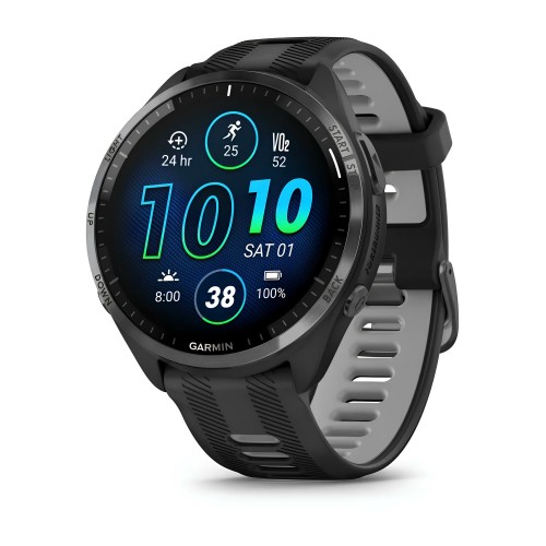 Умные часы Garmin Forerunner 965 Black Dark Grey DLC Titanium Bezel with Black strap (010-02809-10) (черный) 