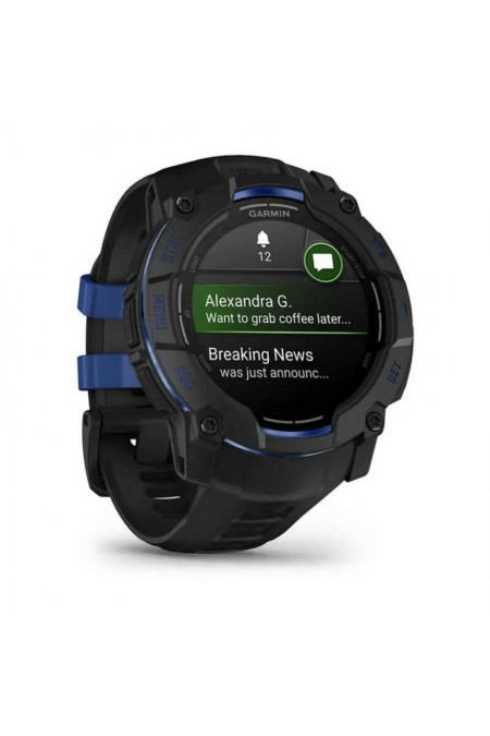 Умные часы Garmin Instinct 3 50 мм Amoled Black with Black/Bolt Blue Band (010-03020-03) (черный/ярко-синий) 